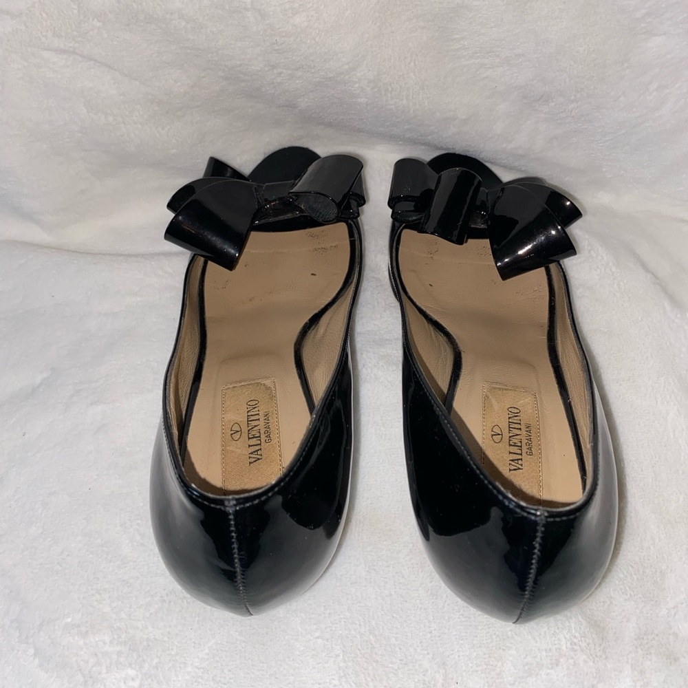 Valentino Black Patent Leather Peep Toe Heels - Picture 6 of 8